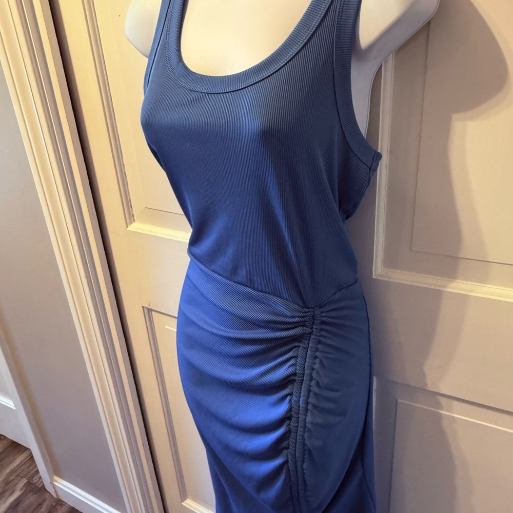 Chic Blue Ruched Maxi Dress - Picture 6 of 9